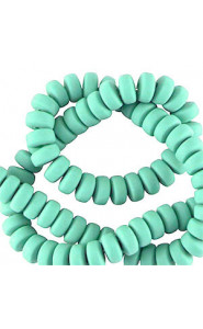 Polymer beads rondelle 7mm - Turquoise green